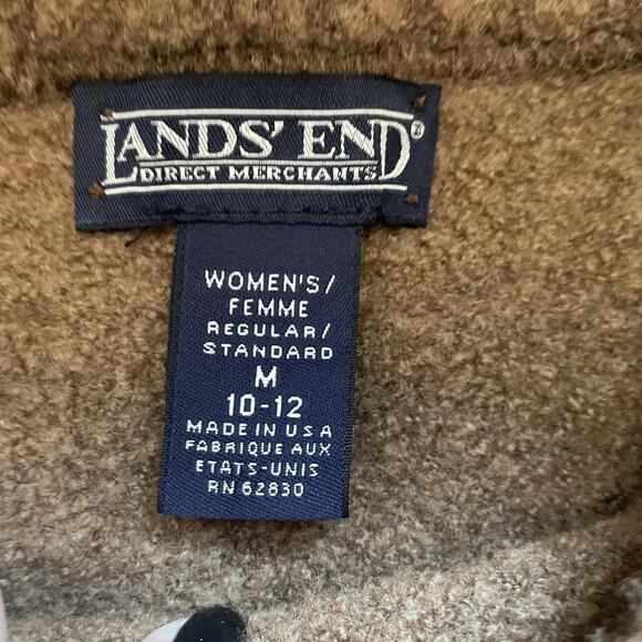 Vintage Y2K Lands End Sweater Women Medium Brown Merino Wool Blend Pullover Top - Picture 3 of 10